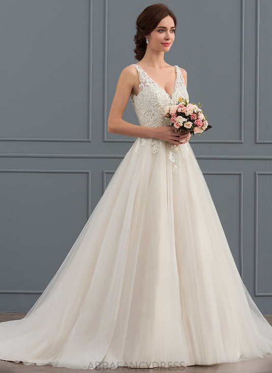 Tulle Train Court Wedding Dresses Dress V-neck Reese Wedding Ball-Gown/Princess