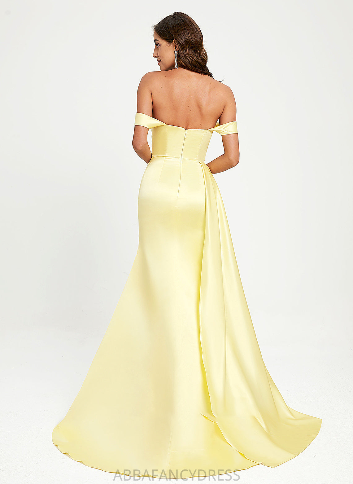 Sweep With Satin Elena Trumpet/Mermaid Off-the-Shoulder Train Ruffle Prom Dresses