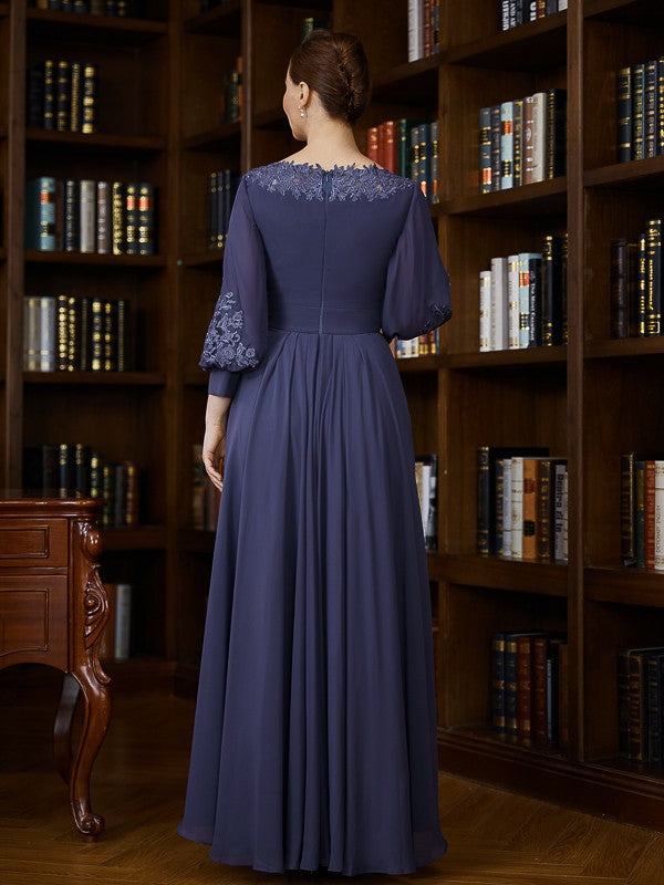 Trinity A-Line/Princess Chiffon Ruched Bateau 3/4 Sleeves Asymmetrical Mother of the Bride Dresses DRP0020265