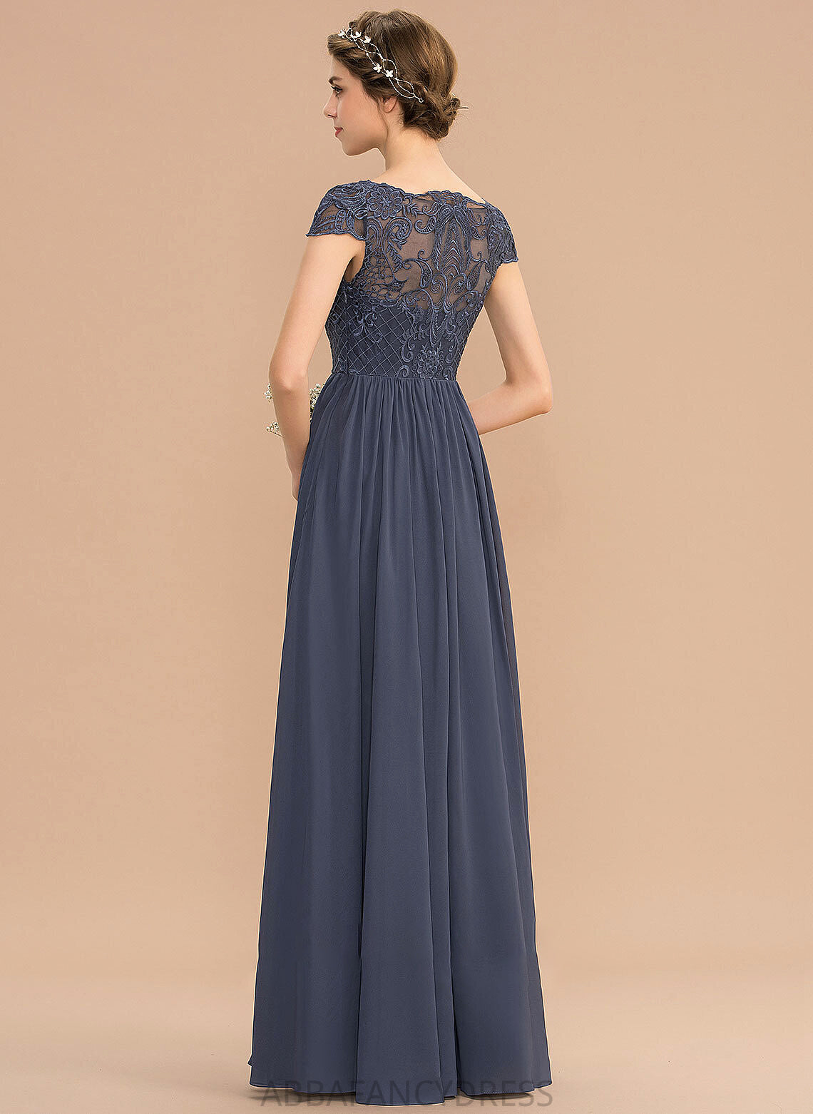 Neckline Fabric Length A-Line ScoopNeck Lace Silhouette Floor-Length Straps Eleanor Sleeveless Floor Length