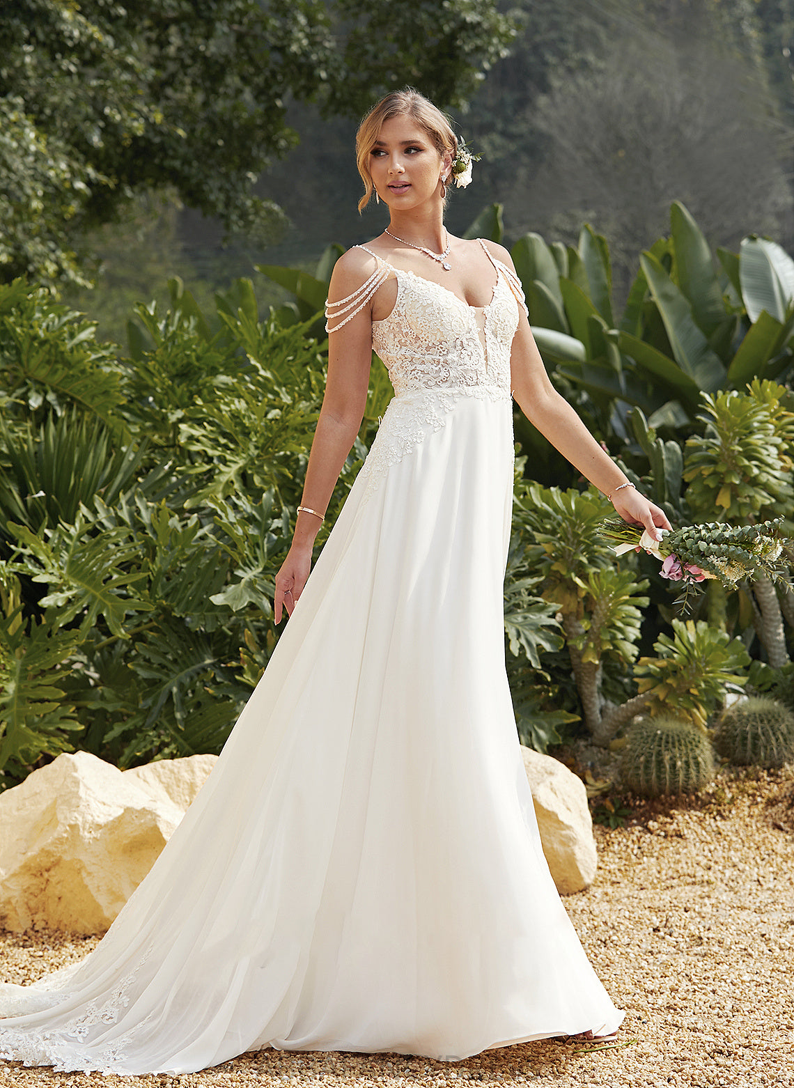 Wedding Dresses Dress Daisy Beading Lace Sequins A-Line Chiffon V-neck With Sweep Train Wedding