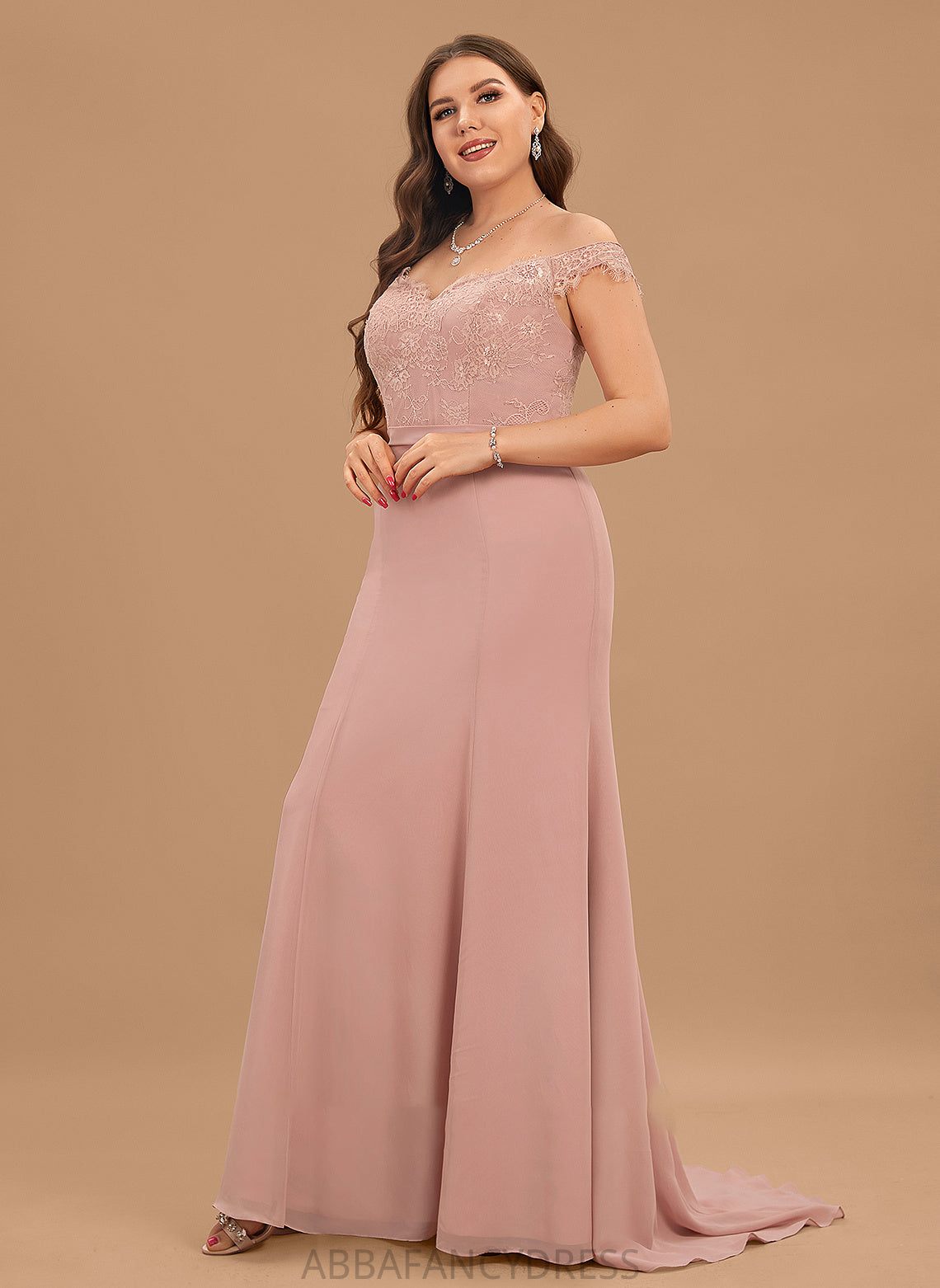 Court Train Prom Dresses Lace Off-the-Shoulder Chiffon Trumpet/Mermaid With Amiya Sequins