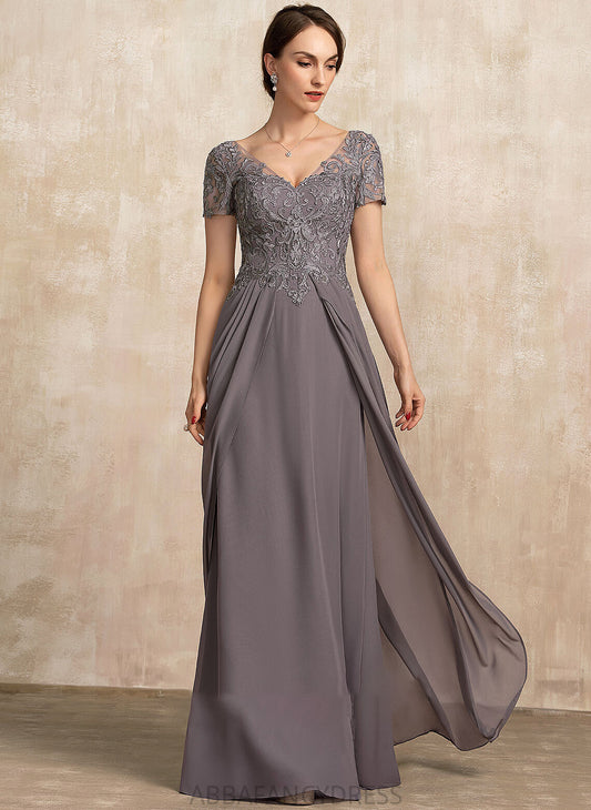 Chiffon Floor-Length Dress A-Line the Lace Mother Azaria V-neck Mother of the Bride Dresses of Bride