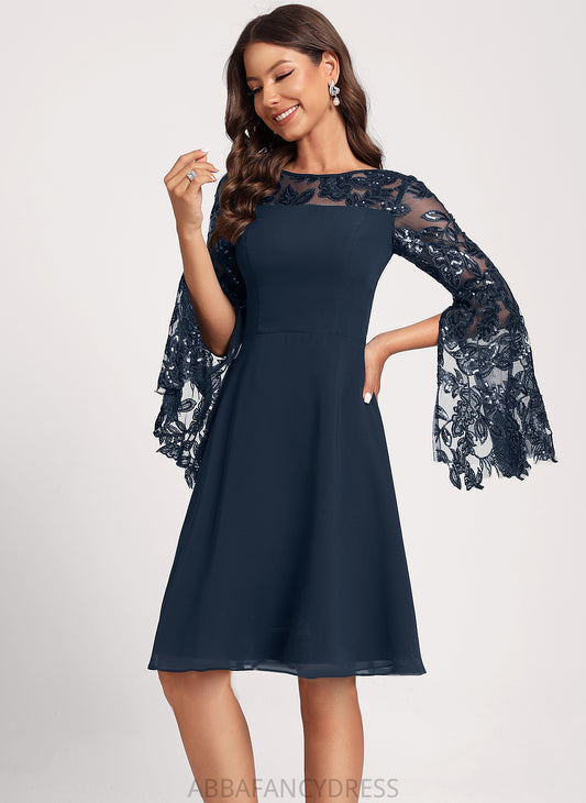 Scoop Maliyah Sequins With Lace Cocktail Chiffon Knee-Length A-Line Neck Dress Club Dresses