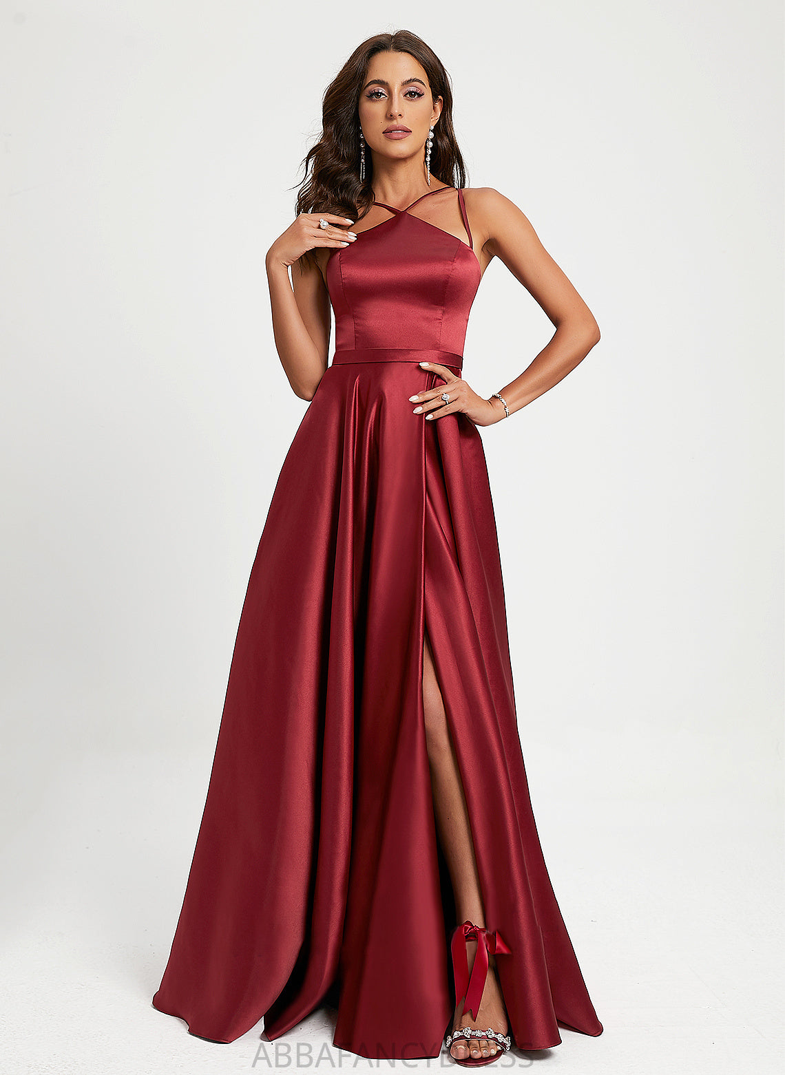 Floor-Length Satin A-Line Prom Dresses Arely Halter