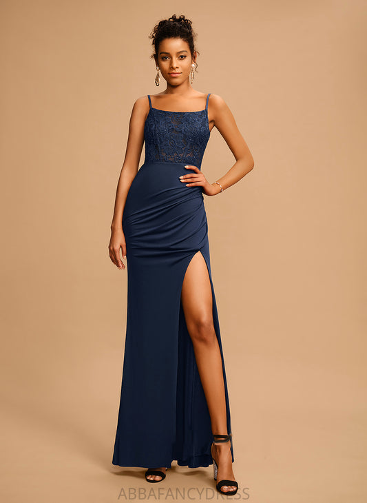 Sheath/Column Scoop Neck Lace Taryn Jersey Beading Sequins With Floor-Length Prom Dresses