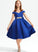 Beading Satin A-Line Off-the-Shoulder With Knee-Length Junior Bridesmaid Dresses Gloria Bow(s)