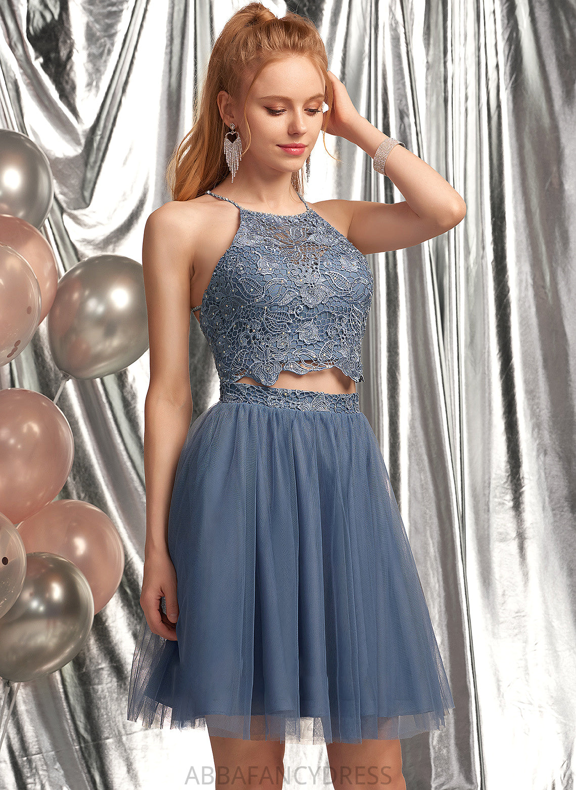 Short/Mini Scoop Prom Dresses Beading Sierra Tulle A-Line Neck Sequins With