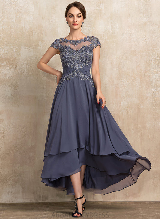 Scoop Beading With A-Line Mother of the Bride Dresses of Asymmetrical the Dress Bride Mother Chiffon Lace Laura Neck