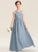 Floor-Length Ruffle V-neck Amiah A-Line Chiffon Junior Bridesmaid Dresses With
