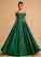 Prom Dresses Floor-Length Satin Off-the-Shoulder Ball-Gown/Princess With Kamryn Sequins
