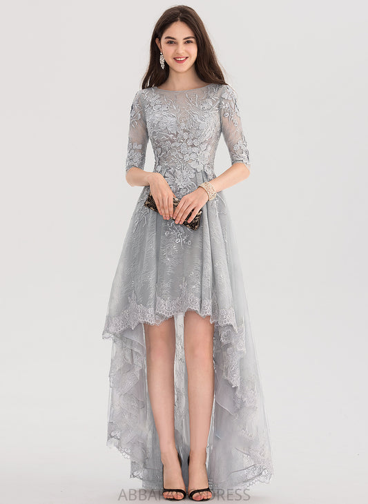 Asymmetrical Ball-Gown/Princess Neck Scoop Lace Hailie Tulle Prom Dresses