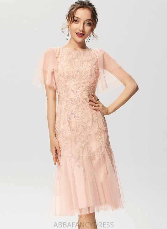 Cocktail Sequins Lace With Knee-Length Millicent Dress Cocktail Dresses Neck Tulle Scoop Trumpet/Mermaid