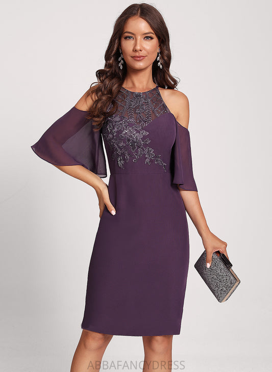Cocktail Cold Lace Club Dresses Jessica Dress With Sequins Knee-Length Chiffon Shoulder Sheath/Column