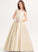 Neck Junior Bridesmaid Dresses Ball-Gown/Princess Bailey Lace Scoop Satin Floor-Length
