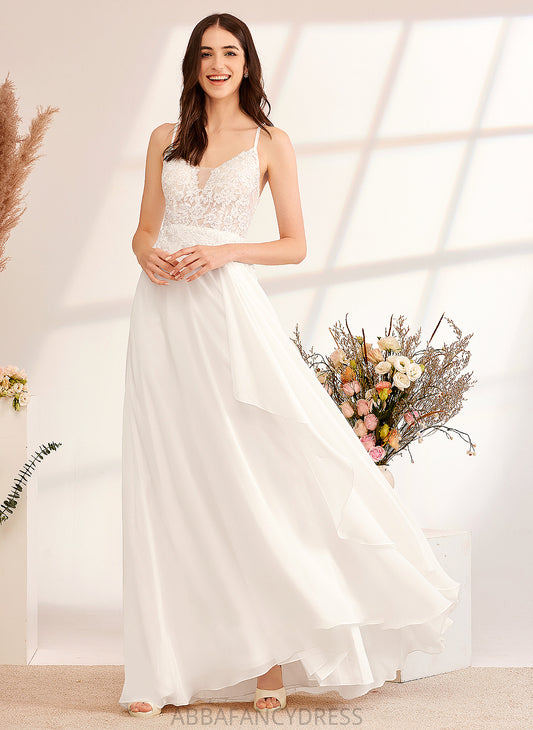 Wedding Dresses A-Line V-neck Lea Dress With Floor-Length Sequins Wedding