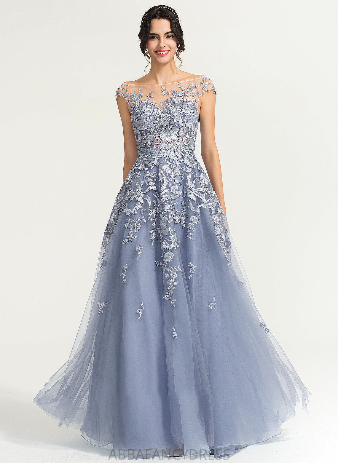 Scoop Floor-Length Neck Tulle Prom Dresses Raelynn Ball-Gown/Princess