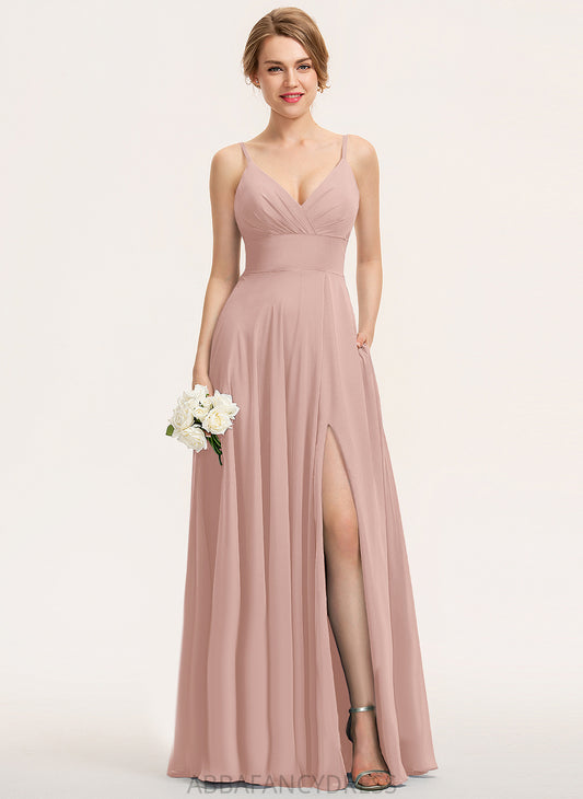 Pleated A-Line With Prom Dresses Haven Chiffon V-neck Floor-Length