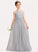 Junior Bridesmaid Dresses Chiffon Scoop Aspen Floor-Length A-Line Lace Neck