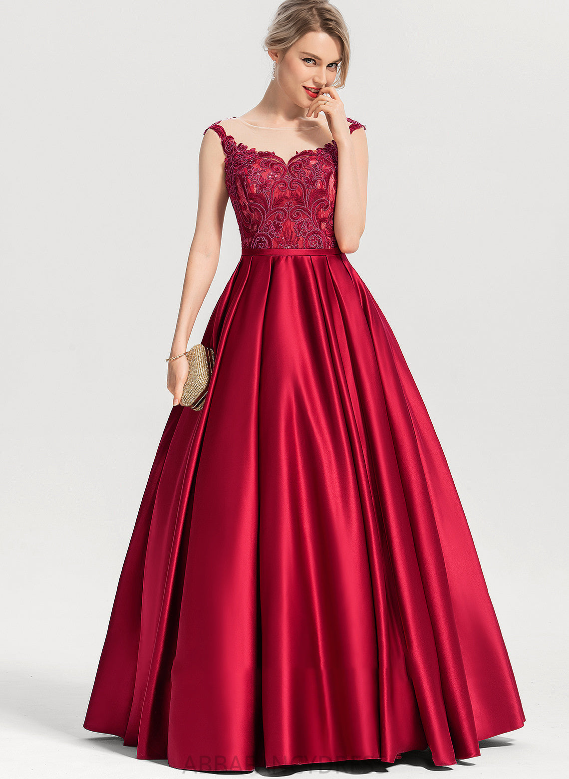 With Prom Dresses Neck Satin Meadow Scoop Sequins Ball-Gown/Princess Floor-Length
