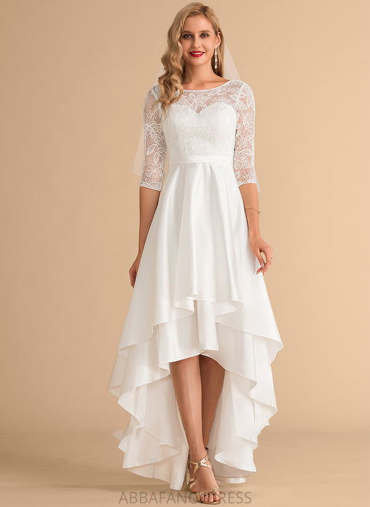 Wedding Scoop Wedding Dresses Satin Dress Sasha A-Line Lace Asymmetrical Neck