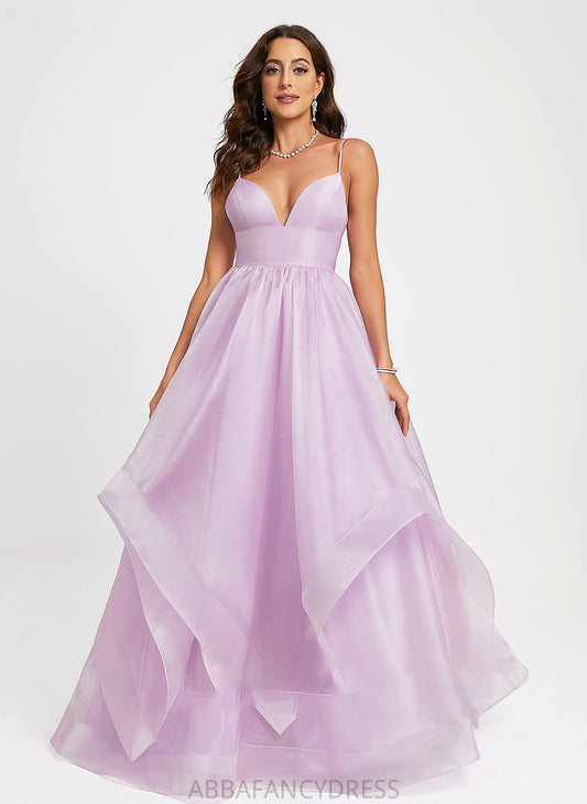 Prom Dresses V-neck Train Sweep Organza Madeleine Ball-Gown/Princess