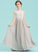 Junior Bridesmaid Dresses Neck Scoop A-Line Floor-Length Chiffon Amber