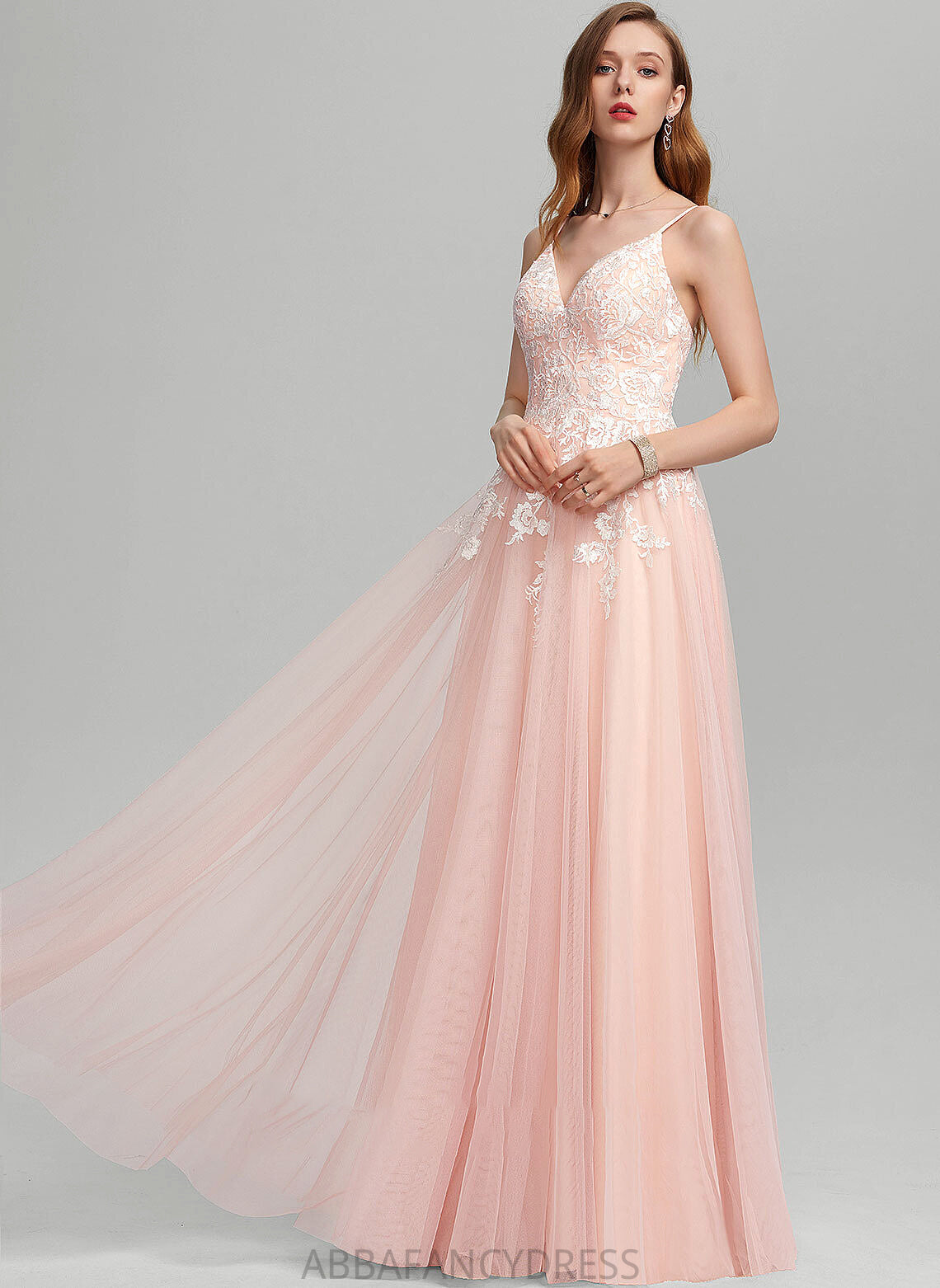 Ball-Gown/Princess Sequins Floor-Length Ana Sweetheart Tulle Prom Dresses With