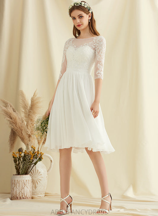 Sequins Wedding Lace A-Line Dress Knee-Length Tatiana With Scoop Wedding Dresses Chiffon