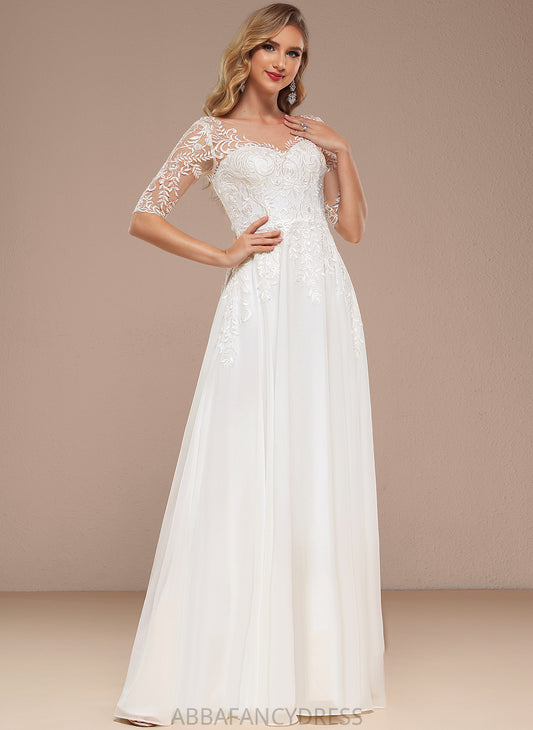 Dress Chiffon Wedding Arielle Floor-Length Wedding Dresses Lace V-neck A-Line