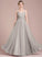 Beading Prom Dresses Maci Floor-Length Ruffle Tulle Ball-Gown/Princess With V-neck