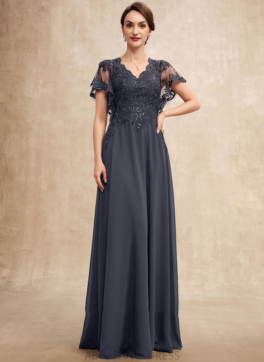 Mother Bride Dress A-Line With of Haven Mother of the Bride Dresses Sequins Floor-Length V-neck the Lace Chiffon