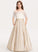 Ball-Gown/Princess Off-the-Shoulder Pockets Junior Bridesmaid Dresses Floor-Length Lace Andrea With Bow(s) Satin