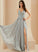 Lace Split Prom Dresses V-neck Megan With Floor-Length Chiffon Sequins A-Line Front