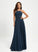 Lace A-Line With Karma Chiffon Halter Prom Dresses Floor-Length