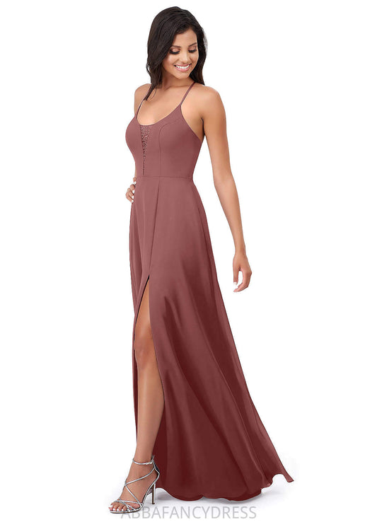 Lacey Natural Waist Floor Length Sleeveless V-Neck Stretch Satin A-Line/Princess Bridesmaid Dresses