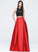 June Pockets With Satin Neck Scoop Prom Dresses Ball-Gown/Princess Floor-Length
