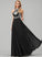 Kayla Scoop A-Line Lace Prom Dresses Floor-Length With Neck Chiffon