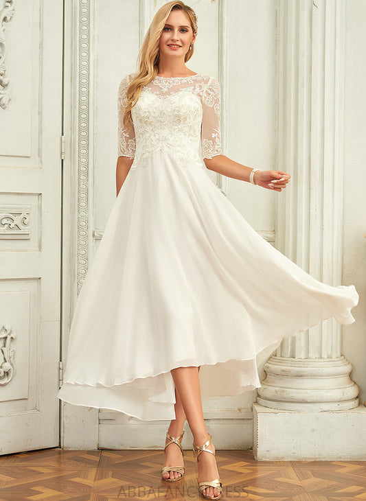 Sequins Chiffon With Wedding Dresses Asymmetrical A-Line Neck Wedding Scoop Marisa Dress Beading