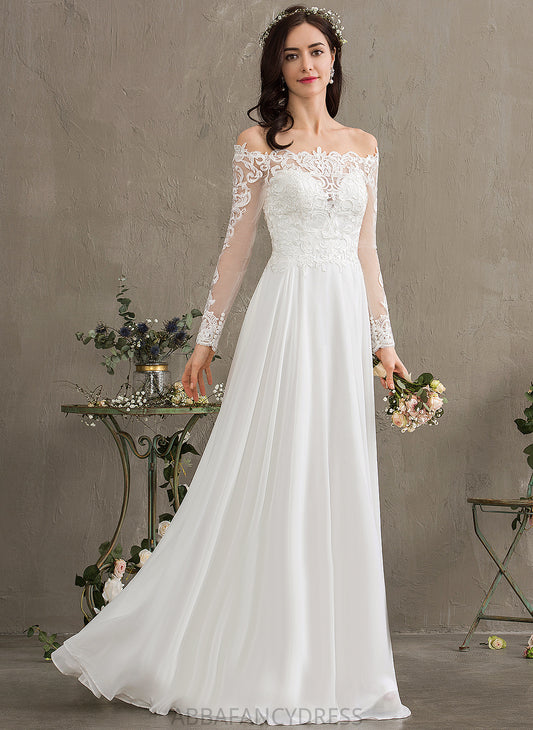 Lace Dress Maryjane Chiffon Floor-Length Wedding A-Line Off-the-Shoulder Wedding Dresses
