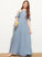 Junior Bridesmaid Dresses With Scoop Cascading Ruffles Floor-Length Mckinley Bow(s) Chiffon Neck A-Line