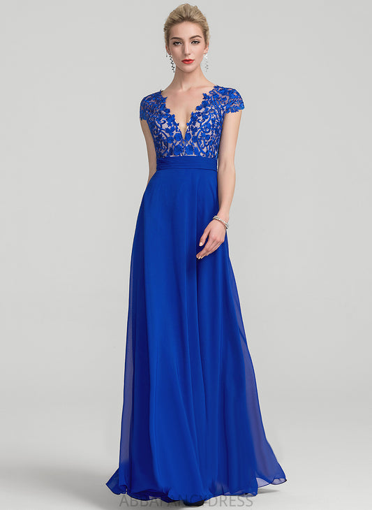 Chiffon Lace A-Line Prom Dresses Amiya V-neck Floor-Length