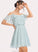 CascadingRuffles V-neck Short/Mini Silhouette Fabric Length Neckline A-Line Embellishment Lila Sleeveless V-Neck