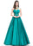 Satin Beading Ball-Gown/Princess Prom Dresses With Amy Scoop Neck Sequins Floor-Length