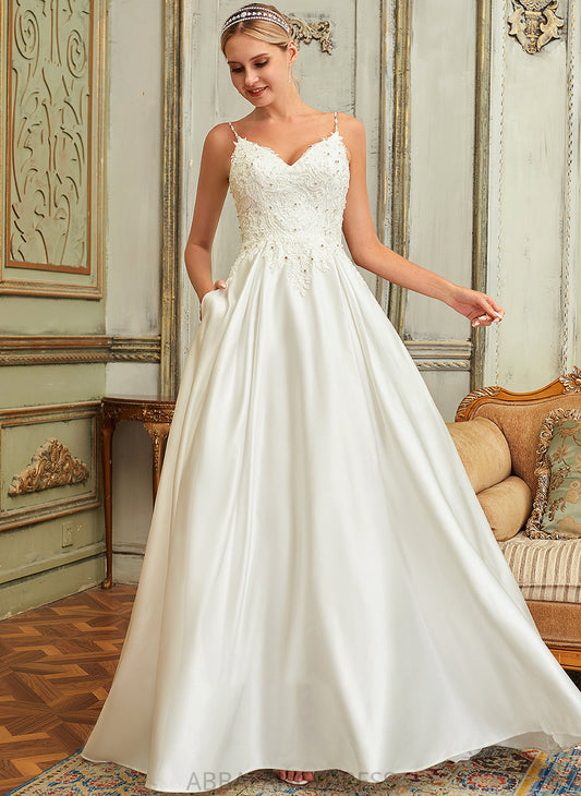Wedding Dresses Katelynn With Pockets Sweep Lace Lace V-neck Dress Beading Train Satin Sequins Ball-Gown/Princess Wedding