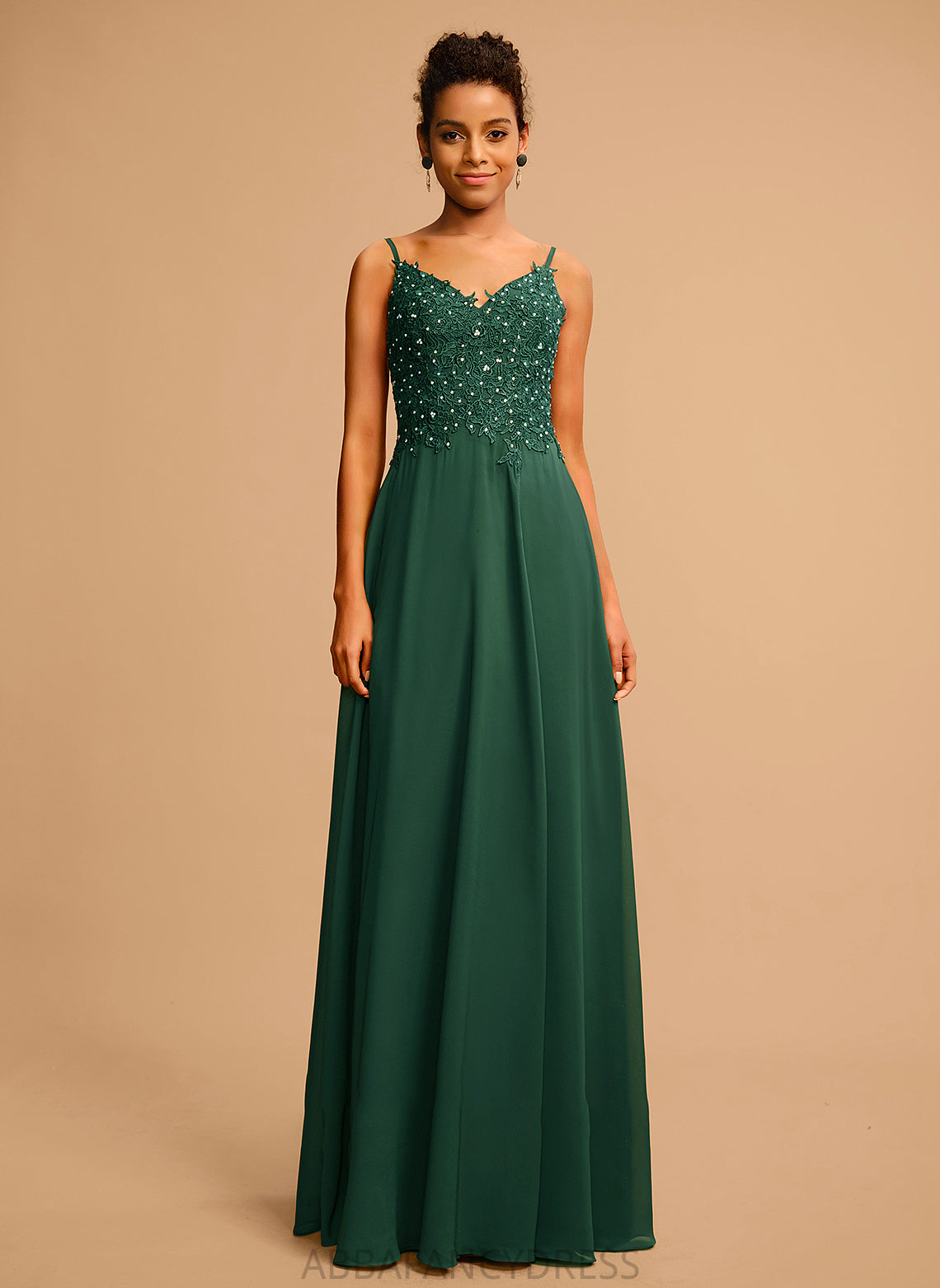 Floor-Length Chiffon A-Line Lace With Prom Dresses Beading Rosa Sequins V-neck
