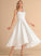 A-Line Abbie Wedding Satin Wedding Dresses V-neck Dress Asymmetrical