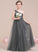 Ruffle Laila Tulle One-Shoulder Floor-Length A-Line Junior Bridesmaid Dresses With Sequined