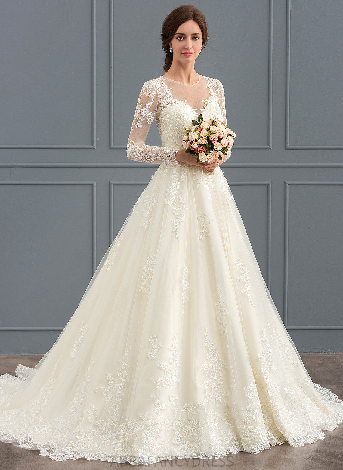 Wedding Dresses Dress Ball-Gown/Princess Train Esmeralda Court Wedding Lace Illusion Tulle