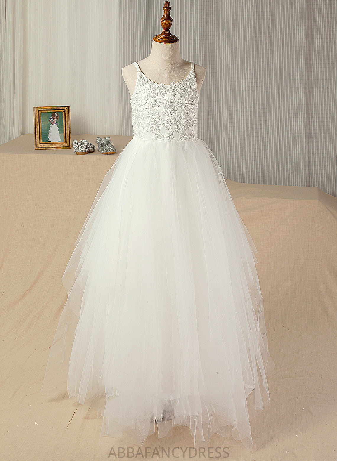 Floor-Length A-Line Aliana Junior Bridesmaid Dresses With Neck Tulle Lace Scoop Lace